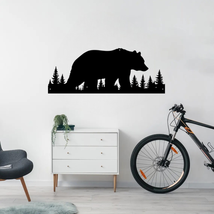 Bear in Wilderness Metal Wall Art