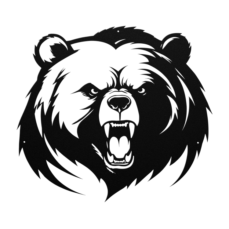 Savage Grizzly Face Steel Wall Art
