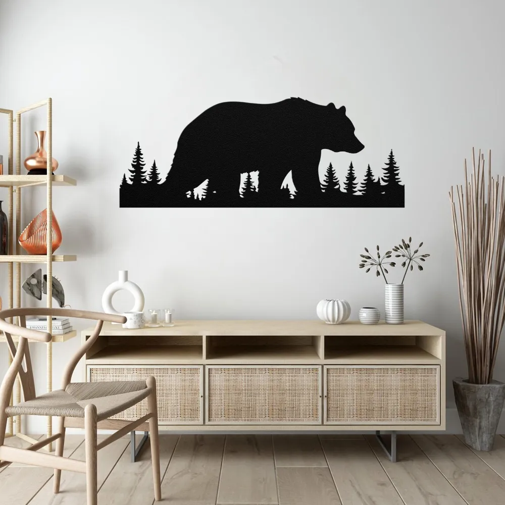 Bear in Wilderness Metal Wall Art