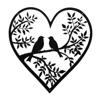 Birds on Branch Heart Framed Wall Art