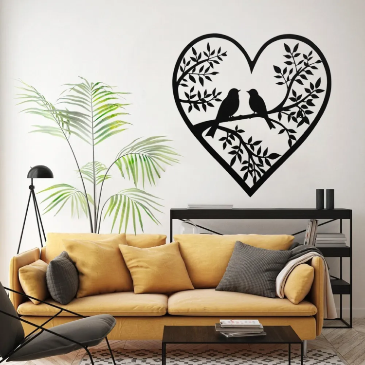 Birds on Branch Heart Framed Wall Art