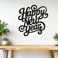 Calligraphic Happy New Year Metal Art