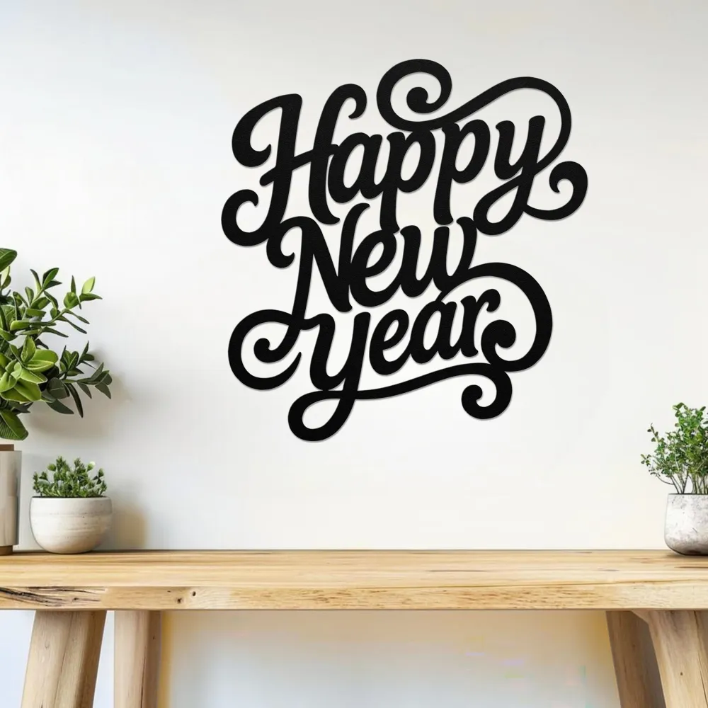 Calligraphic Happy New Year Metal Art