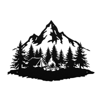 Campfire Mountain Range Metal Art