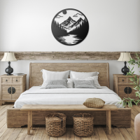 Circular Mountain Landscape Wall Art - Image 3