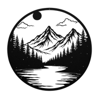 Circular Mountain Landscape Wall Art