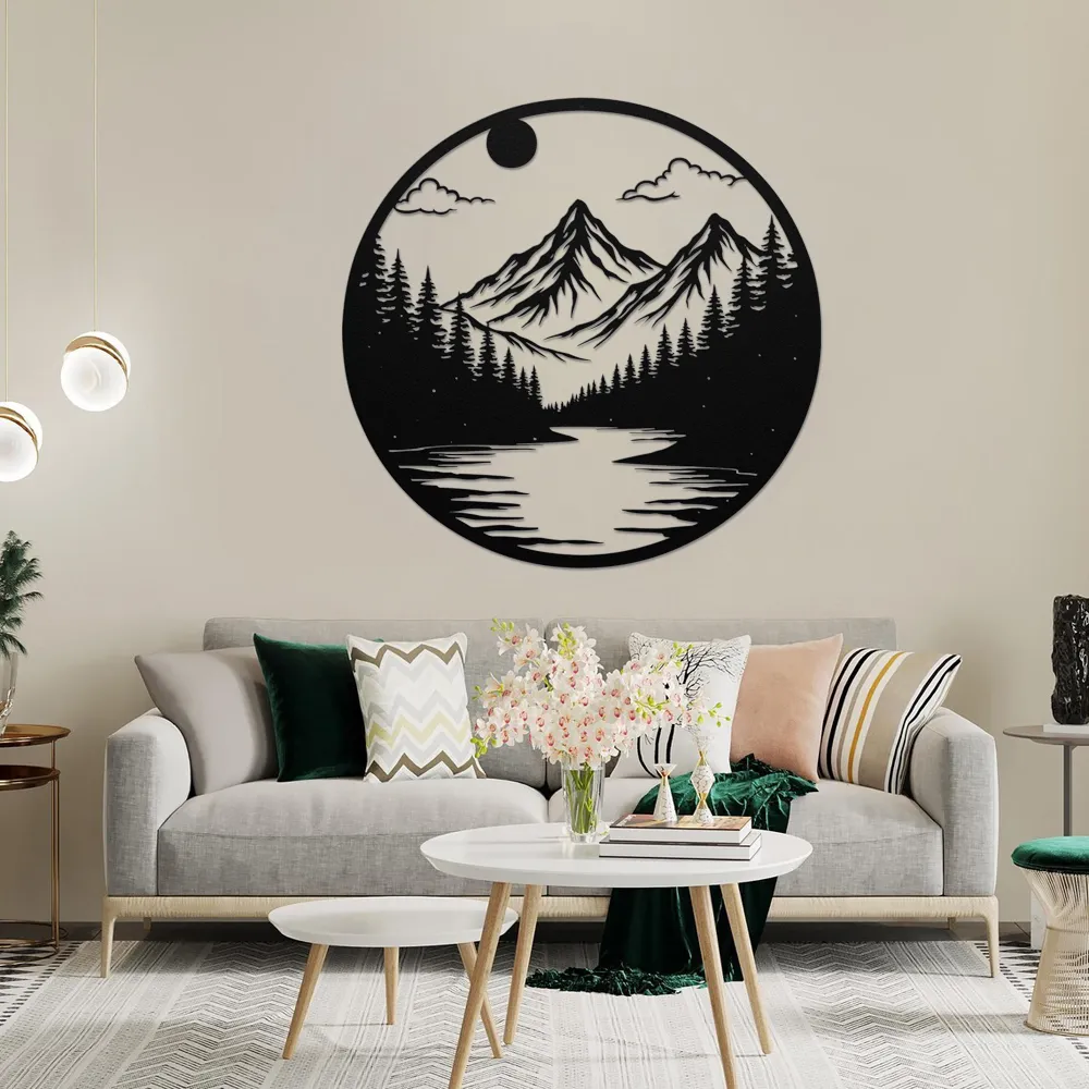 Circular Mountain Landscape Wall Art