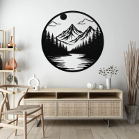 Circular Mountain Landscape Wall Art - Image 2