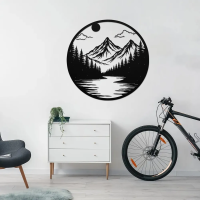 Circular Mountain Landscape Wall Art - Image 3