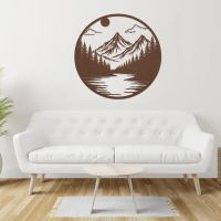 Circular Mountain Landscape Wall Art - Image 4