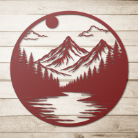 Circular Mountain Landscape Wall Art - Image 5