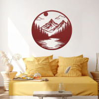Circular Mountain Landscape Wall Art - Image 5