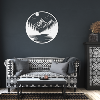 Circular Mountain Landscape Wall Art - Image 6