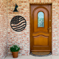 Circular USA Flag Metal Wall Art - Image 2
