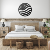 Circular USA Flag Metal Wall Art - Image 3