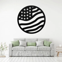 Circular USA Flag Metal Wall Art