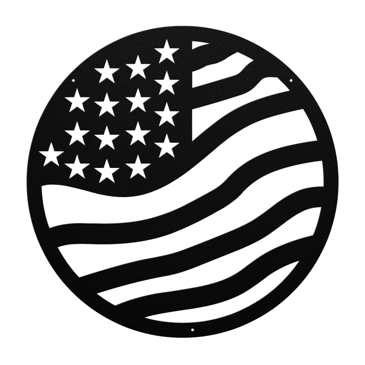 Circular USA Flag Metal Wall Art