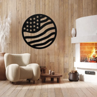 Circular USA Flag Metal Wall Art - Image 2