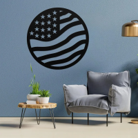 Circular USA Flag Metal Wall Art - Image 3