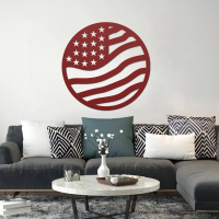 Circular USA Flag Metal Wall Art - Image 5