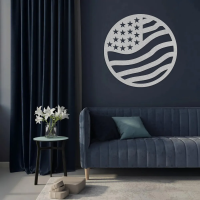 Circular USA Flag Metal Wall Art - Image 6