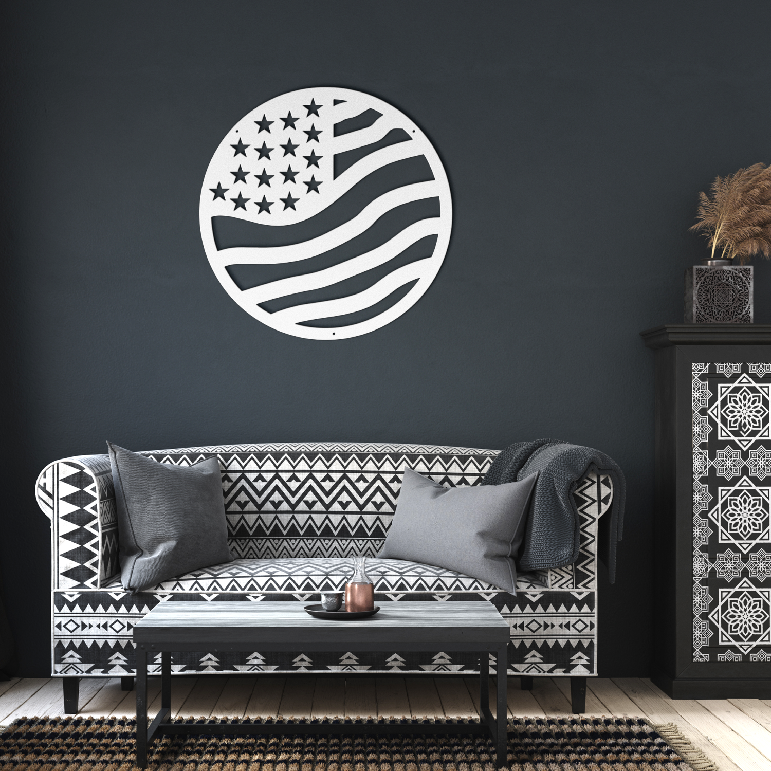 Circular USA Flag Metal Wall Art - Image 6