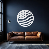 Circular USA Flag Metal Wall Art - Image 7
