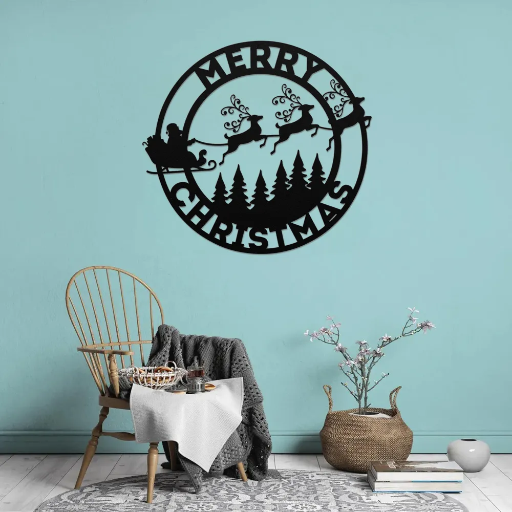 Classic Round Merry Christmas Wall Art