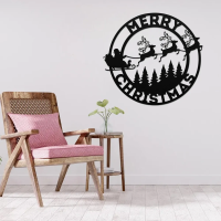 Classic Round Merry Christmas Wall Art - Image 2