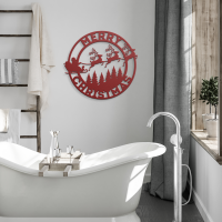 Classic Round Merry Christmas Wall Art - Image 4