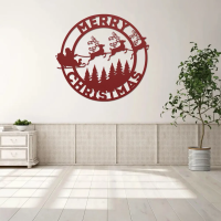 Classic Round Merry Christmas Wall Art - Image 5
