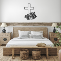 Cross and Blooming Flowers Wall Art - Image 3