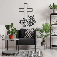 Cross and Blooming Flowers Wall Art - Image 2