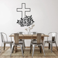 Cross and Blooming Flowers Wall Art - Image 3