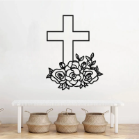 Cross and Blooming Flowers Wall Art