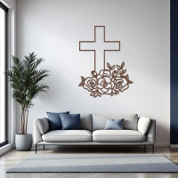 Cross and Blooming Flowers Wall Art - Image 4