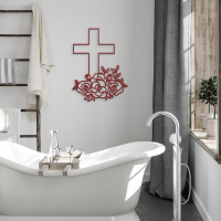 Cross and Blooming Flowers Wall Art - Image 4