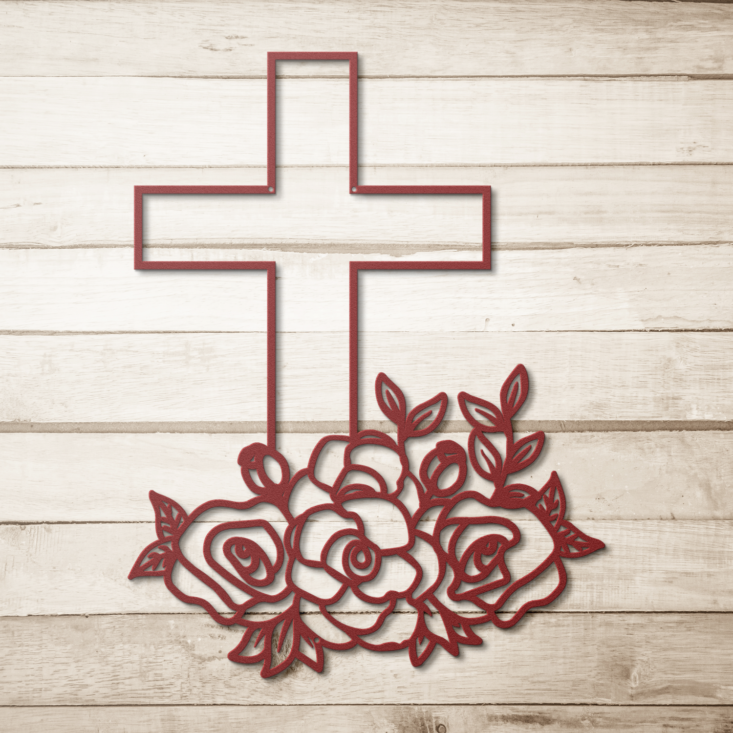 Cross and Blooming Flowers Wall Art - Image 5