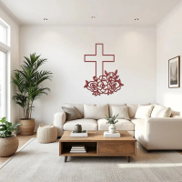 Cross and Blooming Flowers Wall Art - Image 5