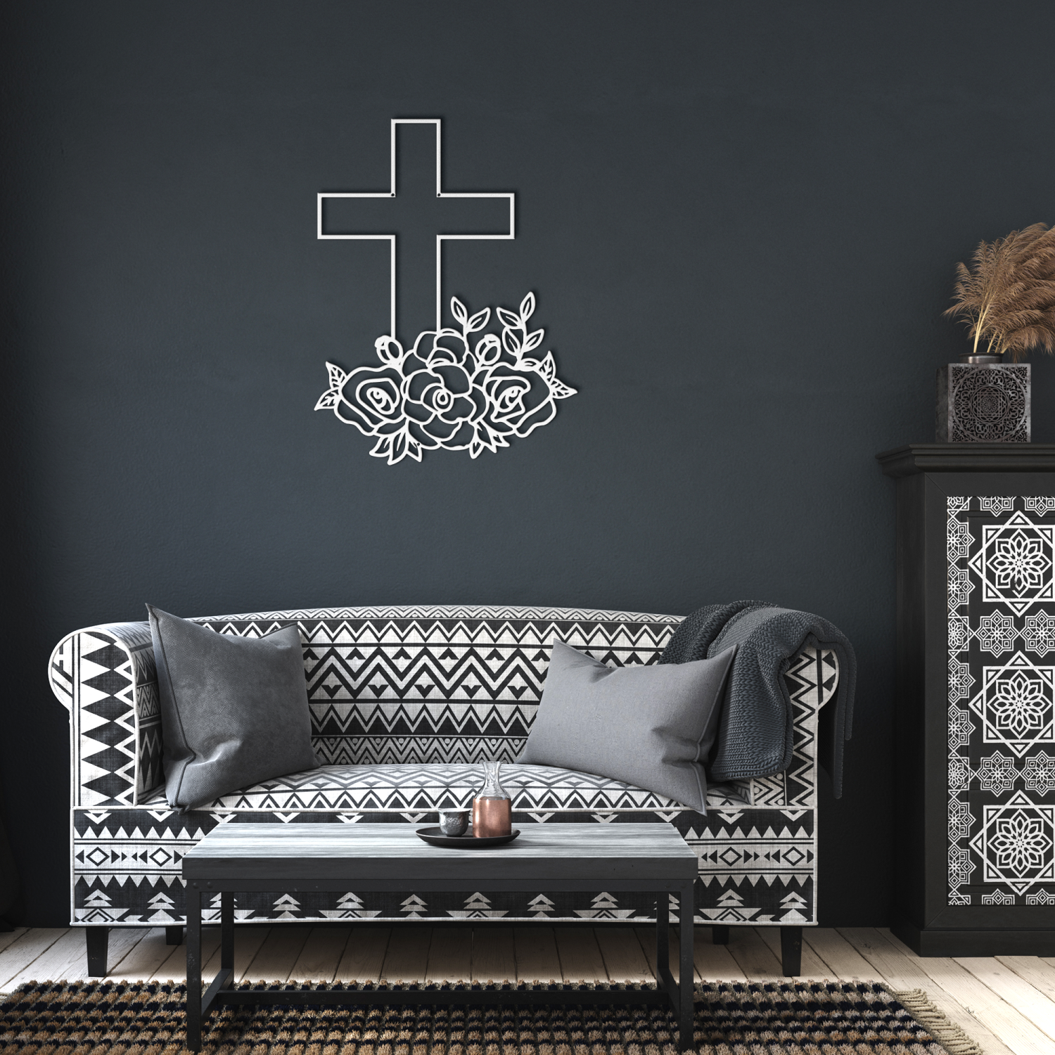 Cross and Blooming Flowers Wall Art - Image 6