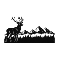 Deer Nature Mountain Range Wall Art