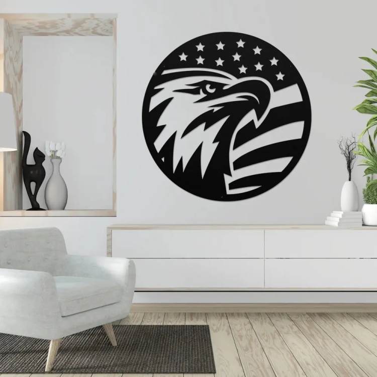 Eagle & American Flag Circle Art