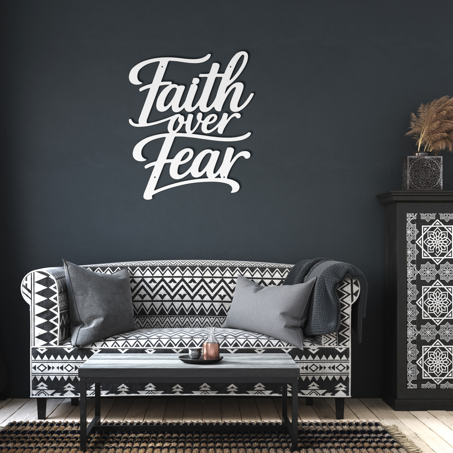 Faith Over Fear Inspirational Metal Wall Art - Image 6