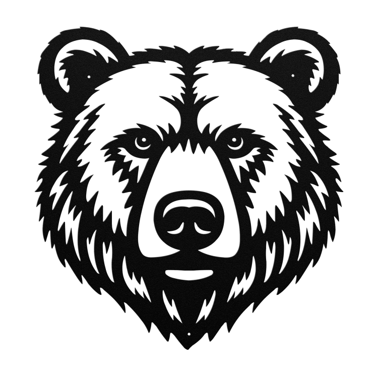 Fierce Bear Face Wall Art