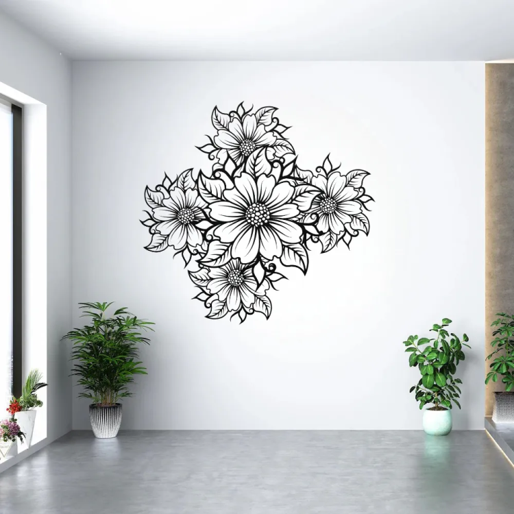 Fine Line Bloom Metal Wall Art