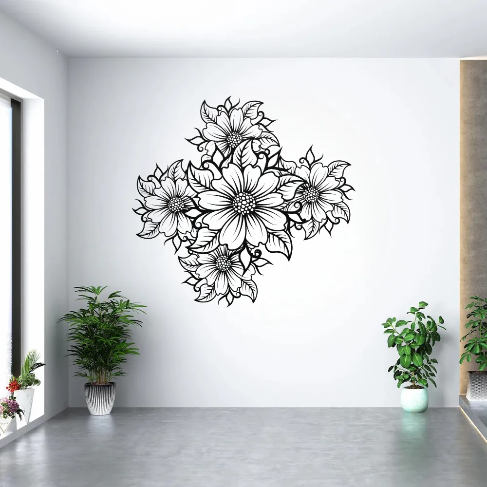 Fine Line Bloom Metal Wall Art
