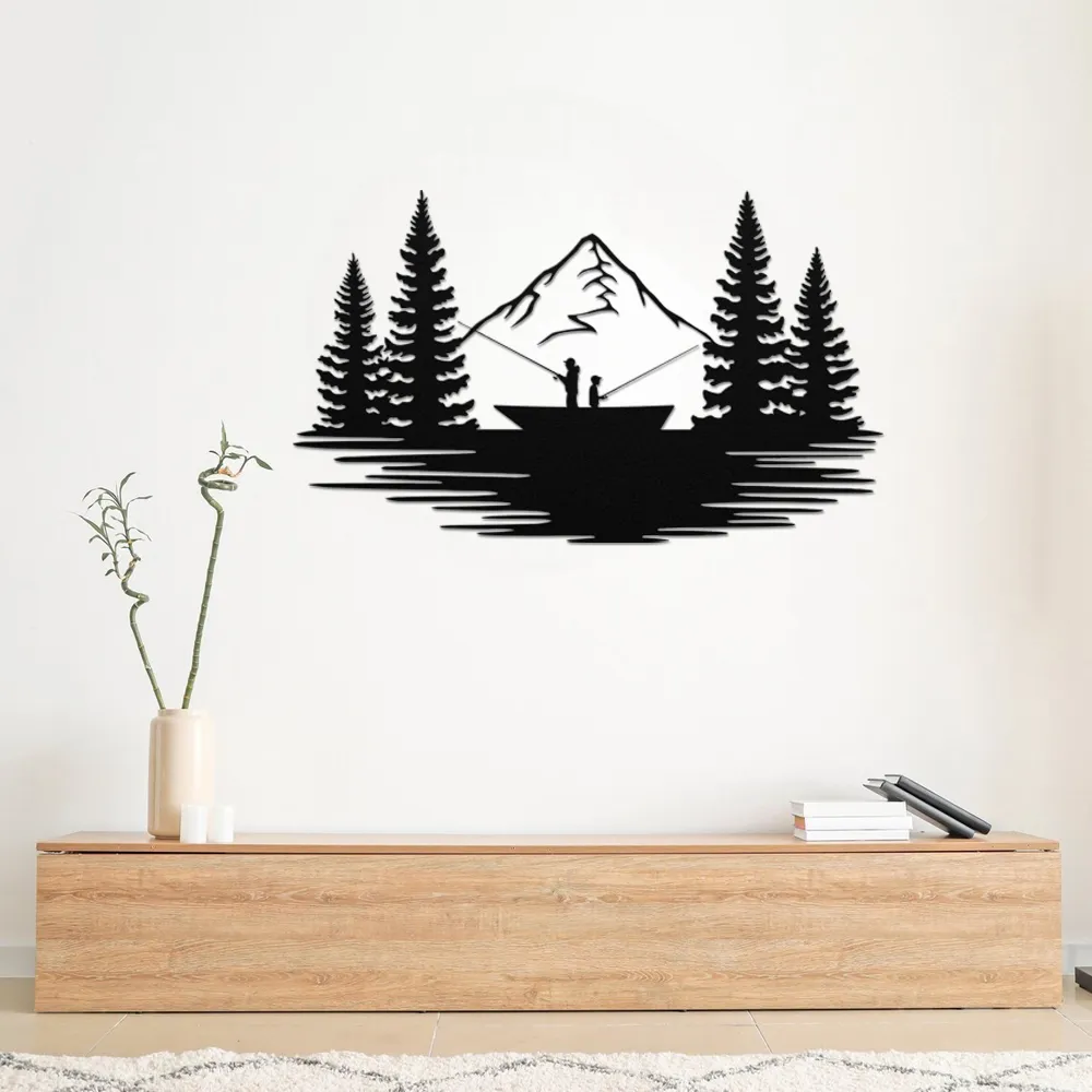 Fishing Mountain View Wall Art