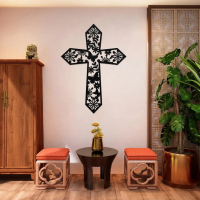 Floral Grace Cross Metal Art - Image 2