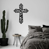 Floral Grace Cross Metal Art - Image 3