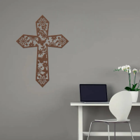 Floral Grace Cross Metal Art - Image 4